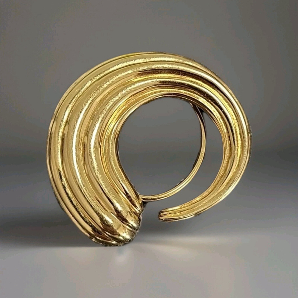 Monet Scarf Clip Gold Tone Spiral 2" Plus 2 More Estate Pcs.